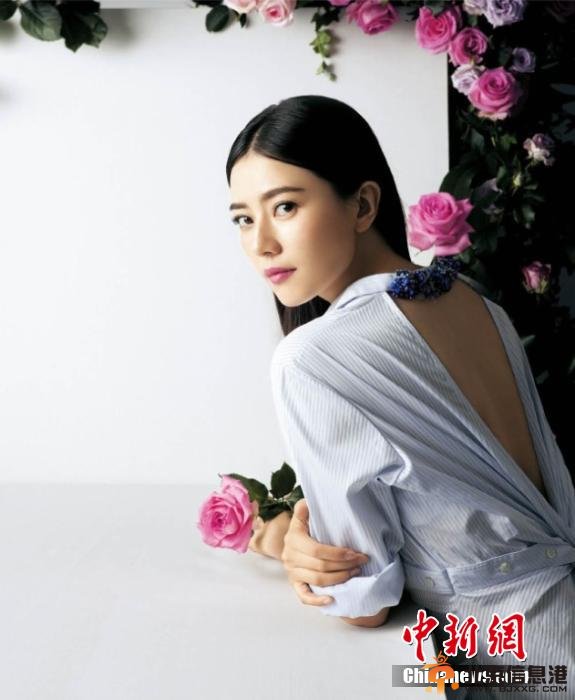 高圆圆浪漫写真曝光 手持玫瑰红唇娇艳