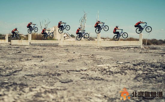 英国街头极限单车手空中360度翻转大秀特技。