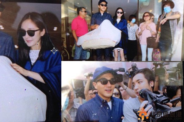 杨幂出院赶回家喂奶 与刘恺威着蓝色情侣装表情喜悦