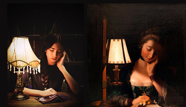 北大女生仿名画拍读书图 知性优雅之美