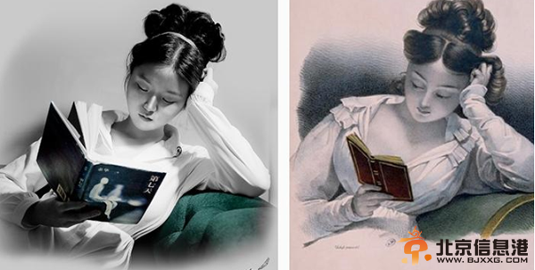 北大女生仿名画拍读书图 知性优雅之美