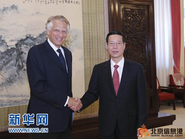 张高丽会见法国前总理德维尔潘等