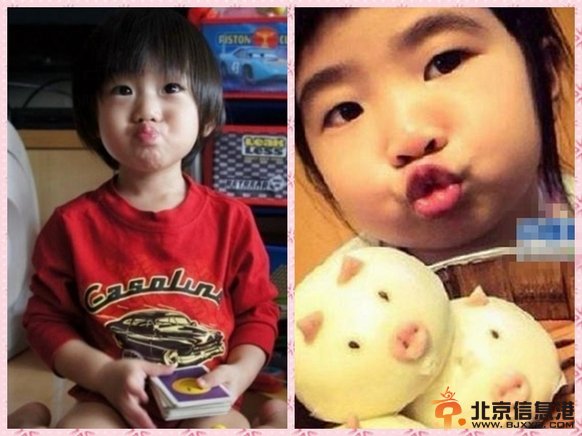 曹格女儿亲吻kimi太有腔调 包子妹天生喜感挡不住【图】