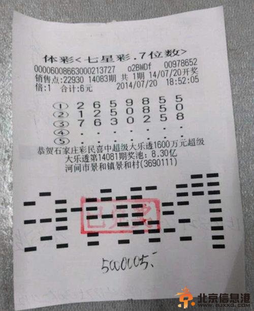 500万得主24小时内火速兑奖 奖金存银行(图)