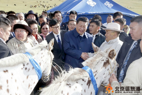 习近平看蒙古那达慕弯弓搭箭
