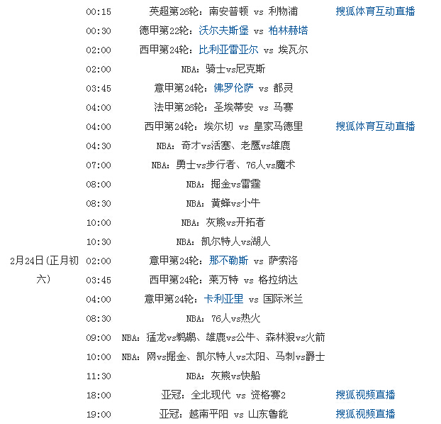 2015春节七天体坛赛程和转播表 欧冠亚冠斯诺克