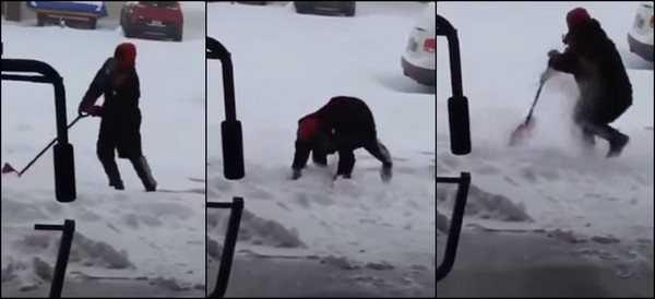 一步两步似魔鬼的步伐！9秒铲雪哥走红 超强平衡感获赞【图】