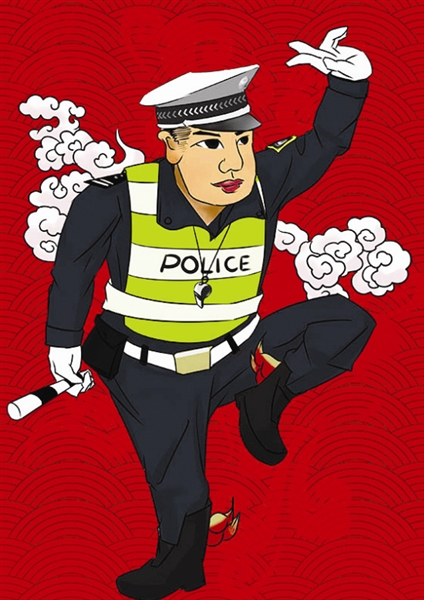 警察版门神走红 网友戏称挂自家门上可防盗